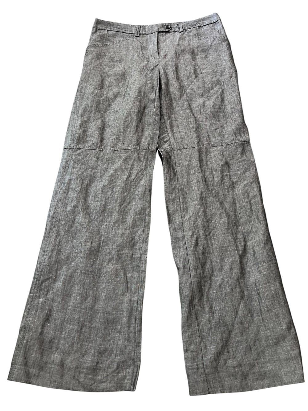 Armani Collezioni gray lightweight wide leg trouser pants luxury